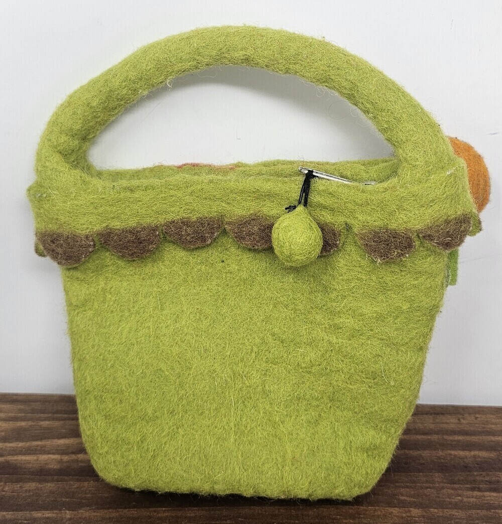 BNB Wool Boho Flower Kids Hand Bag Felted Flowers Handmade In Nepal Easter Bag - Picture 2 of 6